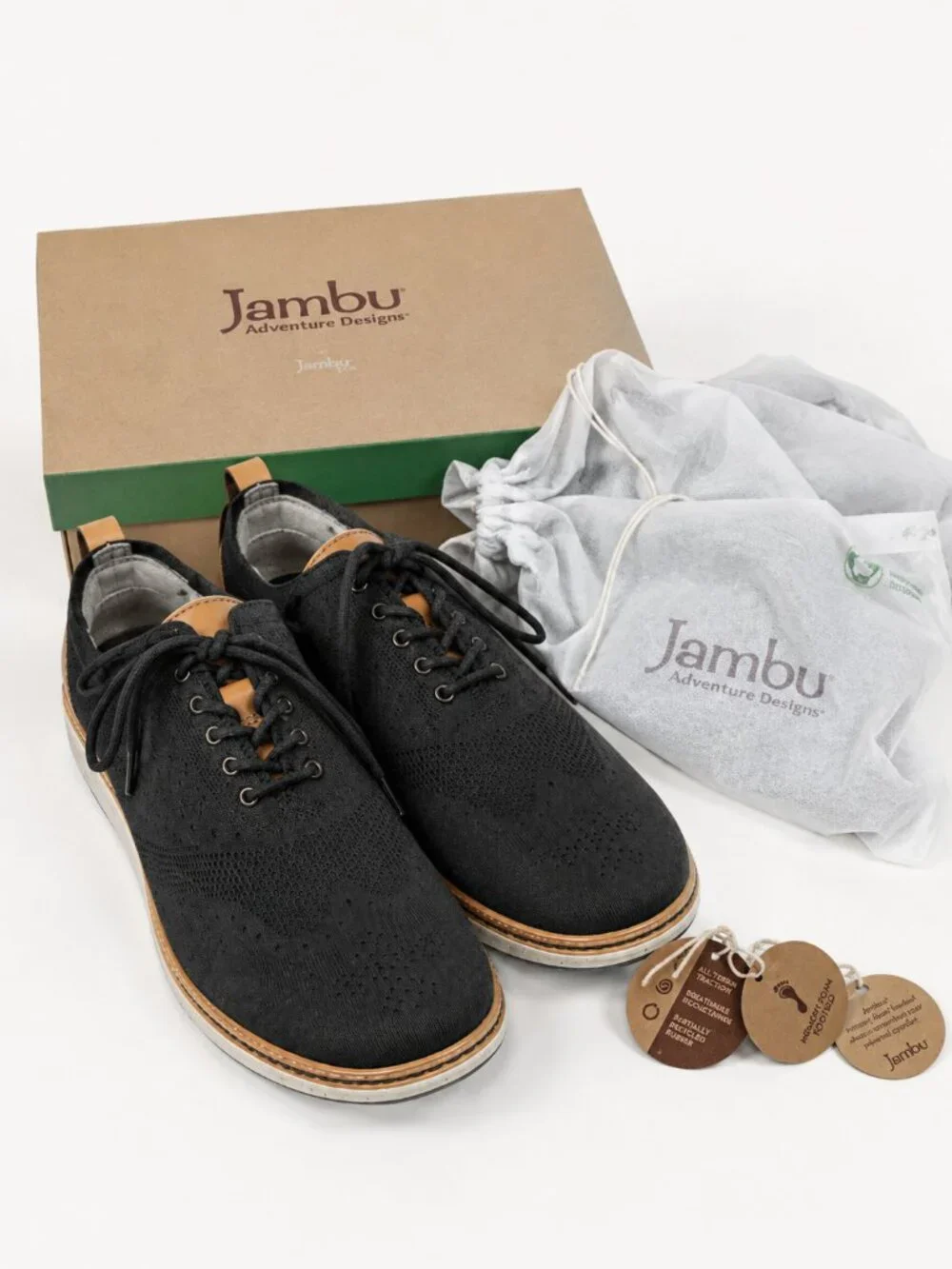 Jambu Franklin MJ19FRA01 Men's 10.5M Black Tan Knit Leather Oxford Shoes